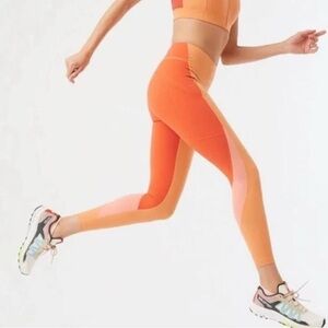 Outdoor Voices Orange and Pink Colorblock Leggings